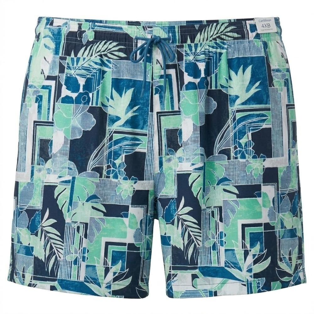NEW Caribbean Roundtree &‎ Yorke Men's 3XB Swim Shorts Blue Geometric